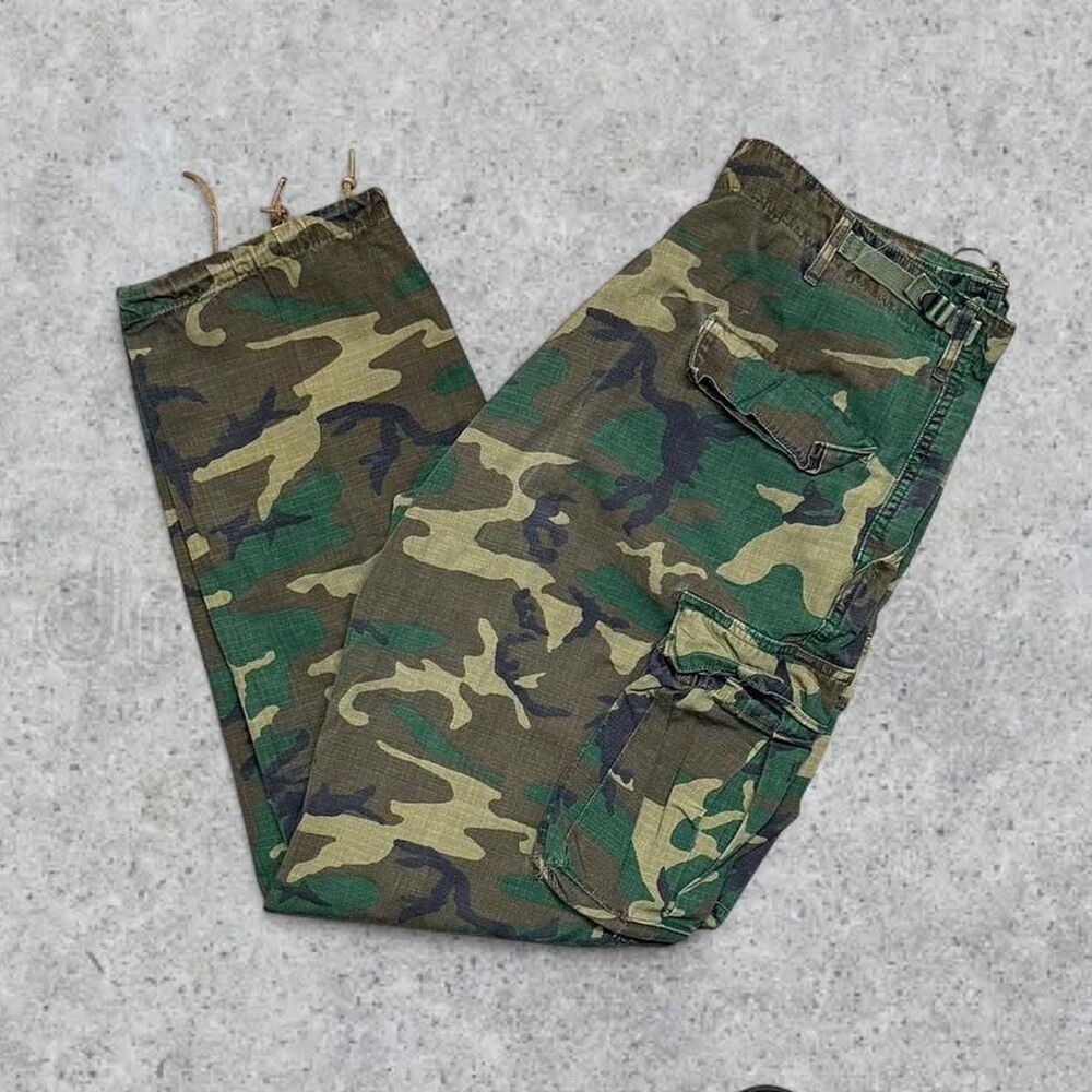 Vintage 70’s ERDL Camo Hot Weather Rip Stop Military Cargo Trousers Pants
